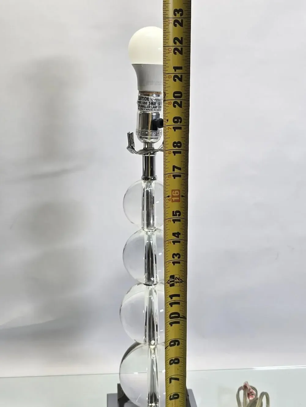 Clear Crystal Glass Ball Table Lamp Stacked Orb Chrome Glam Modern 20
